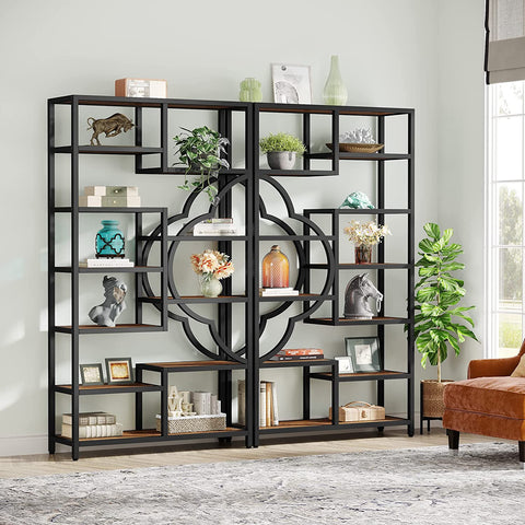 Rootz Asymmetrical Bookshelf - Display Rack - Room Divider - High Load Capacity - 30cm D x 100cm W x 190cm H