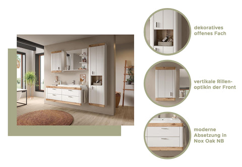 Rootz Laredo Wall Cabinet - Bathroom Furniture - Wood Material - White - System with 1 Door 1 Shelf - Approx. 45x76x20 cm