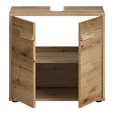 Rootz Evoke Oak Sink Base Cabinet - Washbasin Cabinet - Bathroom Vanity - Natural Wood Look - 64cm x 60cm x 34cm