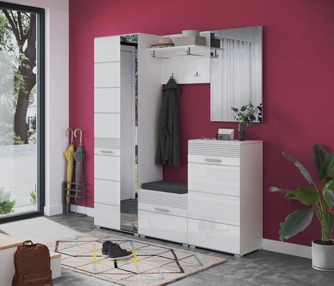 Rootz LINUS Wardrobe Set - White Coat Rack - Wall Panel Organizer - Puristic Design - 49cm x 60cm x 26cm