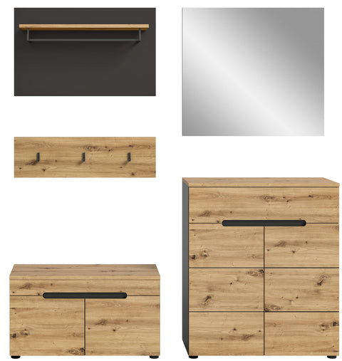 Rootz 4 Piece Set Wardrobe System - Gray - Wardrobe Set - Closet Furniture - Timeless Design - 175cm x 180cm x 37cm