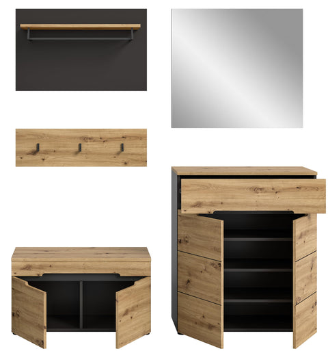 Rootz 4 Piece Set Wardrobe System - Gray - Wardrobe Set - Closet Furniture - Timeless Design - 175cm x 180cm x 37cm