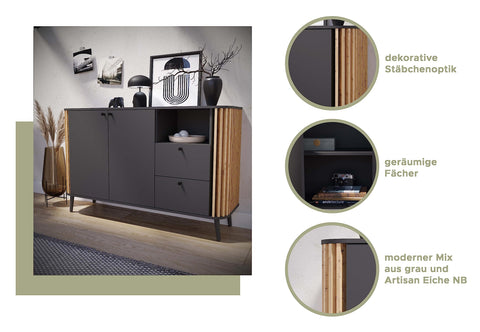 Rootz Pure Chest of Drawers - Night Dresser - Gray - Wood Material - Sustainable - 45cm x 60cm x 30cm