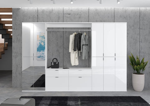 Rootz High-Gloss White Wardrobe - Tall Cabinet - Wood Material - Premium Finish - 61cm x 193cm x 34cm