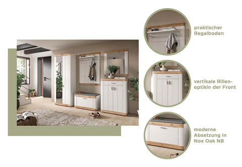 Rootz Wardrobe - Shoe Cabinet - Closet Organizer - Wood Material - White - Approx. 73x104x37cm