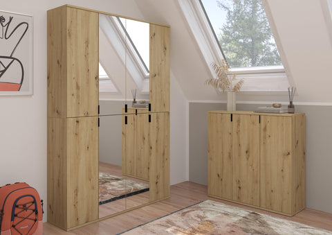 Rootz Wood Material Wardrobe - Artisan Oak Nb - Systematic Storage - 91cm x 193cm - FSC Certified - 2 Piece Set