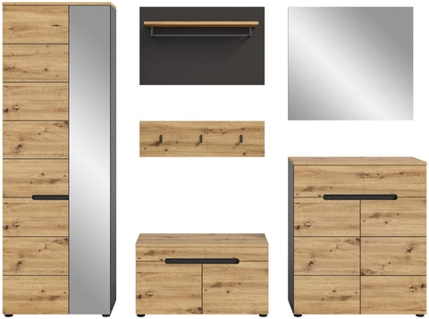 Rootz 5 Piece Set Wardrobe - Gray - Modular Furniture - Timeless Design - 255cm x 190cm x 37cm