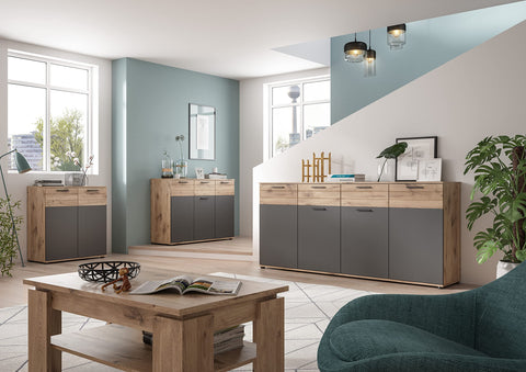 Rootz Mason Chest of Drawers - Wood Cabinet - Sideboard - Highboard - Spacious Storage - 120cm x 87cm x 40cm