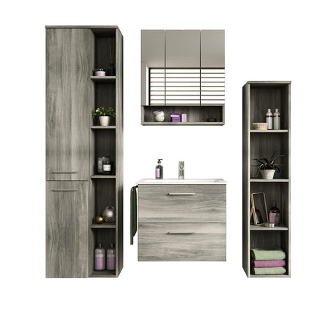 Rootz Bathroom Furniture Set - Wood Material - Smoke Silver - Timeless Design - 170cm x 170cm