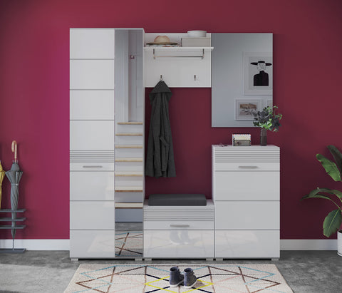 Rootz LINUS Wardrobe Set - White Coat Rack - Wall Panel Organizer - Puristic Design - 49cm x 60cm x 26cm