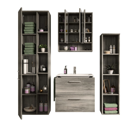 Rootz Bathroom Furniture Set - Wood Material - Smoke Silver - Timeless Design - 170cm x 170cm