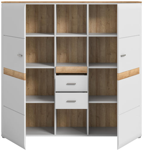 Rootz Highboard - Wood Cabinet - GRAY - Timeless Design - 141cm x 138cm x 37cm - Sustainable - FSC Certified - Modern Living Room Furniture