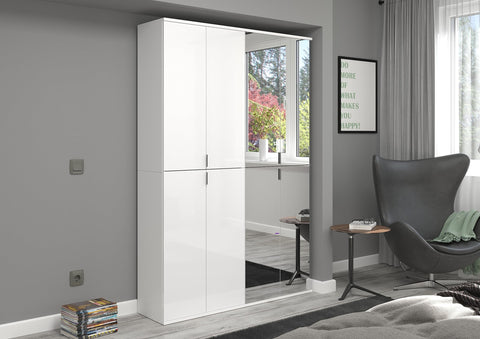 Rootz Wood Material Wardrobe Set - High-gloss White - Closet Organizer - Shoe Rack - 122cm x 193cm - Sustainable FSC Certified