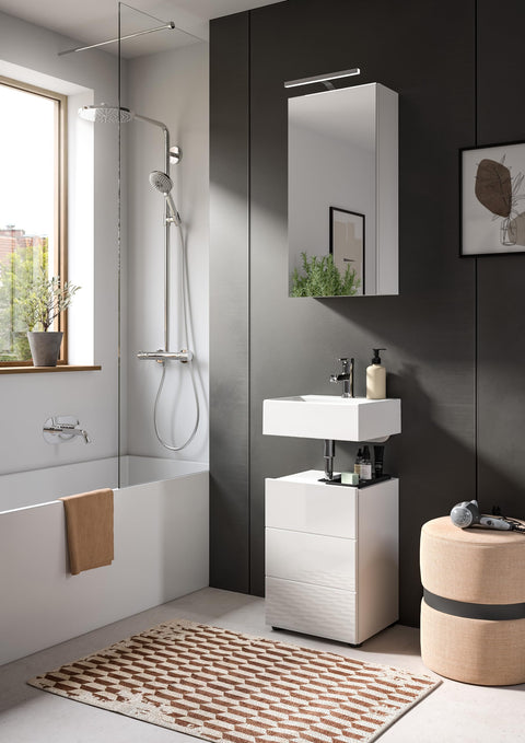 Rootz Vira Mirror Cabinet - White - Bathroom Storage - Modern Design - 38cm x 77cm x 18cm