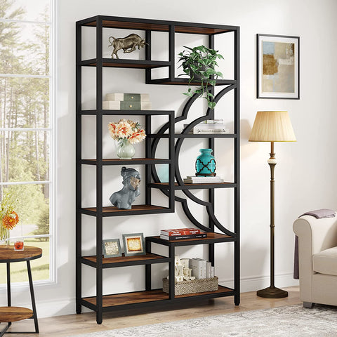 Rootz Asymmetrical Bookshelf - Display Rack - Room Divider - High Load Capacity - 30cm D x 100cm W x 190cm H