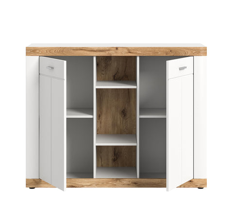 Rootz Laredo Chest of Drawers - Cupboard Sideboard - Nox Oak Nb - Spacious Storage - 131cm x 104cm x 40cm