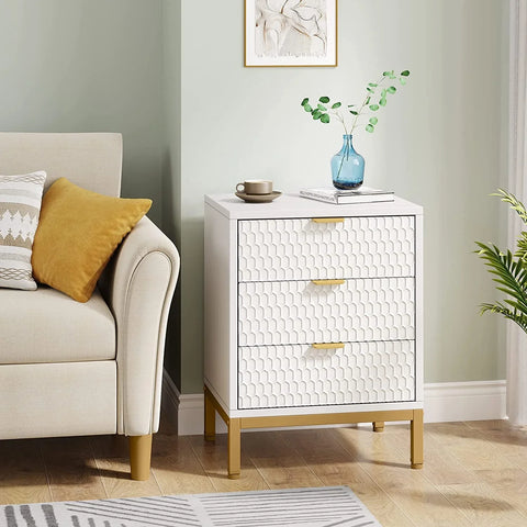 Rootz Elegant Bedside Table - Nightstand - Drawer Chest - Ample Storage - 50 cm Length x 40 cm Depth x 65.5 cm Height