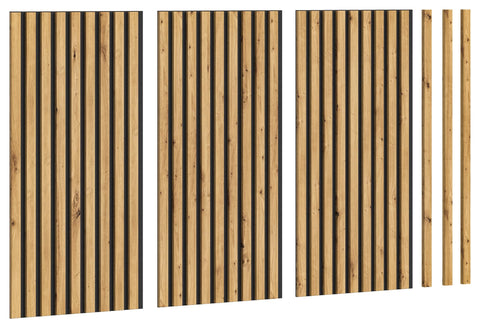 Rootz Acoustic Panel - Wood Wall Panels - Brown Finish - 40cm x 80cm - Sustainable FSC Certified - Set of 3 - Artisan Oak Nb. - Space-saving Storage