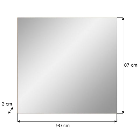 Rootz Grey Mirror - Coat Rack Mirror - Frameless Wall Mirror - Adds Brightness - 90x87x2 cm