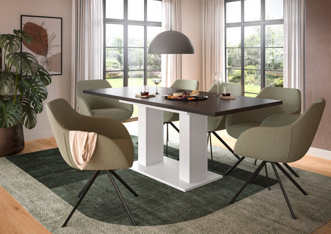 Rootz Extendable Dining Table - Dinner Table - Adjustable Table - Durable & Easy Clean - 150-190x76x80 cm - White & Grey Replica