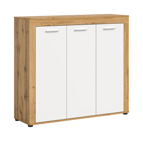 Rootz Shoe Cabinet - Shoe Storage Unit - Shoe Organizer - Elegant and Functional - White and Brown- 120x108x37 cm