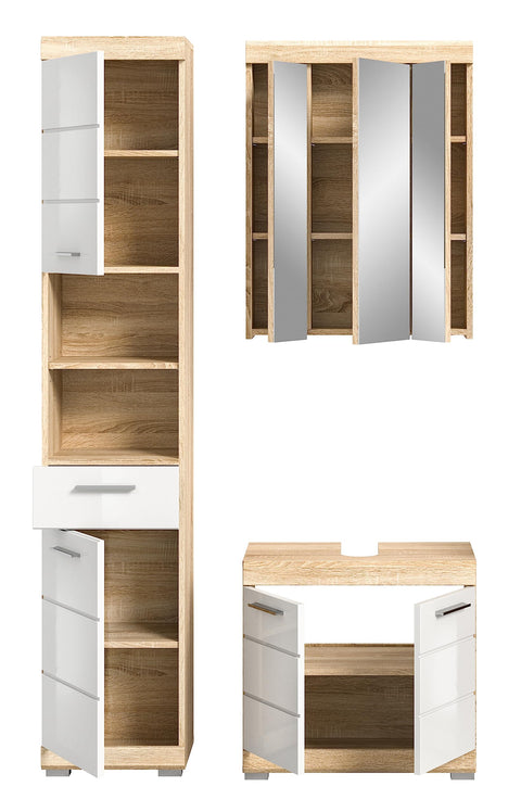 Rootz Sonoma Oak Bathroom Set - Engineered Wood - Vanity Set - FSC Certified - Sonoma Oak - 140cm x 66cm x 30cm