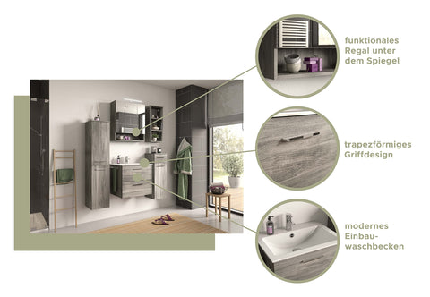 Rootz Wooden Shelf - Smoke Silver - Eco-Friendly Rack - FSC Certified - Approx. 30 x 85 x 31 cm