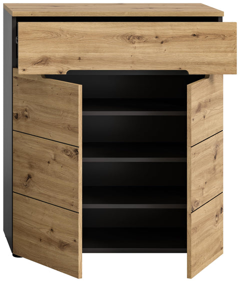 Rootz Canu Shoe Cabinet - Wardrobe Organizer - Shoe Storage - Sustainable - 80cm x 94cm x 37cm, Gray, High-Quality - Timeless Design