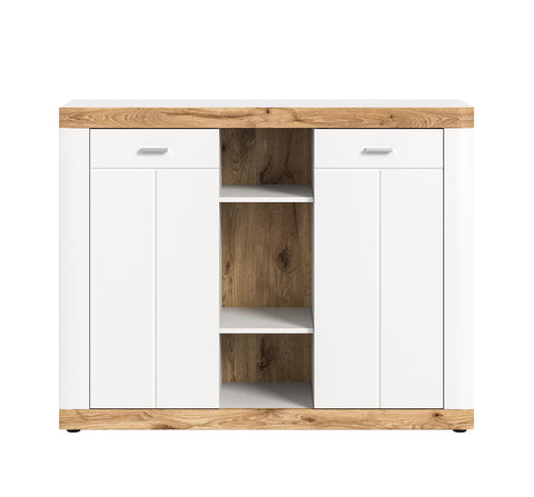 Rootz Laredo Chest of Drawers - Cupboard Sideboard - Nox Oak Nb - Spacious Storage - 131cm x 104cm x 40cm