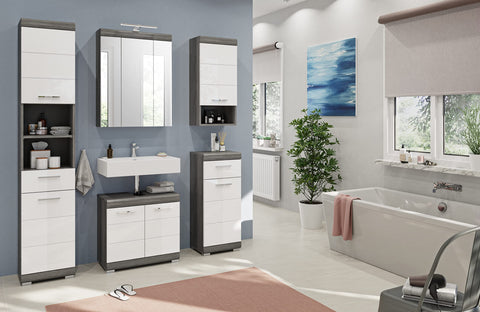 Rootz Scout Mirror Cabinet - Bathroom Cabinet - Vanity Unit - Wood Material - Smoke Silver Body - 60cm x 79cm x 18cm