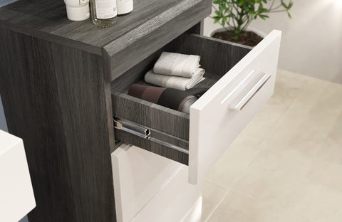 Rootz Bathroom Furniture Set - Vanity Cabinet - Wood Material - Glossy White Front - Space-saving - FSC Certified - Sustainable - 120cm x 45cm x 60cm