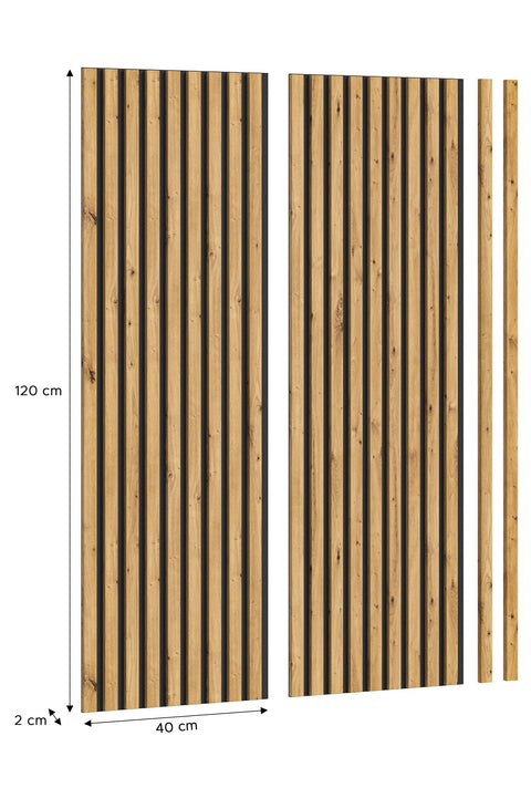 Rootz Acoustic Panel Set - Wall Panels - Wood Wall Decor - Brown - 40cm x 120cm - Sustainable FSC Certified - Artisan Oak Nb - Timeless Design