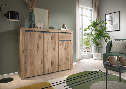 Rootz Chest of Drawers - Nox Oak Nb - Tallboy Dresser - Modern Design - 131cm x 105cm x 37cm - FSC-Certified Wood - Contemporary Aesthetic
