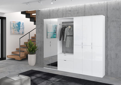 Rootz Projekt X Shoe Cabinet - Storage Unit - Shoe Chest - Wood Material - High-Gloss White - Approx. 61 x 62 x 34 cm