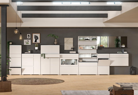 Rootz Shoe Cabinet - Wood Material Shoe Organizer - White Shoe Rack - Offset Industrial Gray Shoe Storage - Approx. 95x67x27 cm