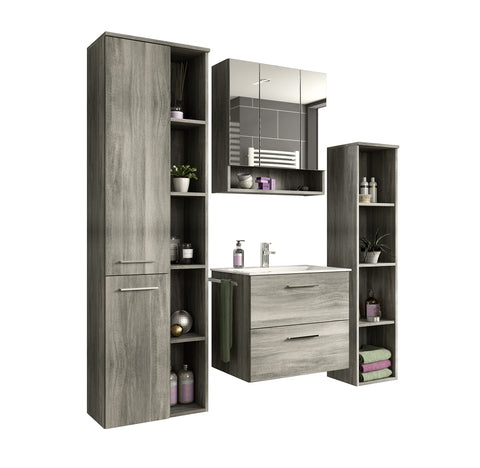 Rootz Bathroom Furniture Set - Wood Material - Smoke Silver - Timeless Design - 170cm x 170cm