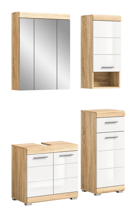 Rootz Sonoma Oak Bathroom Furniture Set - Engineered Wood - Modern Style - System Furniture - FSC Certified - 130cm x 45cm x 65cm