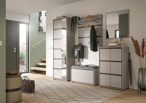 Rootz Wardrobe - Jaru Wardrobe Panel - Storage Organizer - Gray - Wood Material - 85cm x 93cm x 25cm - Sustainable Design - FSC Certified