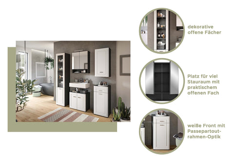 Rootz Bathroom Furniture Set - Wood Material - Gray - Elegant Design - FSC Certified - 120cm x 65cm x 45cm