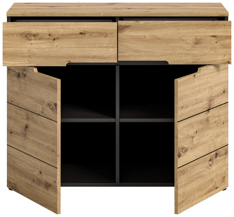 Rootz Canu Wardrobe - Dresser - Gray - Artisan Look - Space-Saving - 100x81x40 cm, Sustainable FSC Certified Furniture.