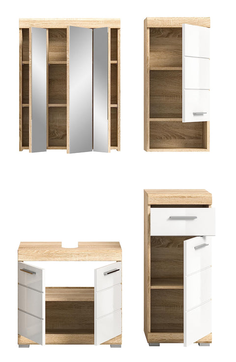 Rootz Sonoma Oak Bathroom Furniture Set - Engineered Wood - Modern Style - System Furniture - FSC Certified - 130cm x 45cm x 65cm
