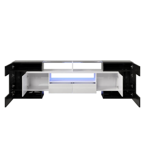 Rootz TV Cabinet - Entertainment Unit - Media Console - Integrated LED Lighting - 200L x 30W x 60.7H cm