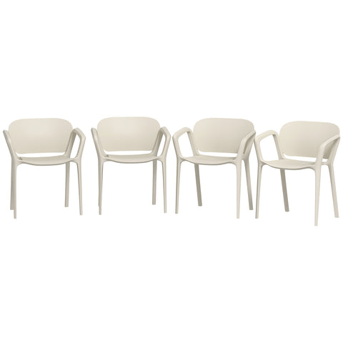 Rootz 4 Piece Set Garden Chairs - Weatherproof Stacking Chairs - Outdoor Armchair Set - UV Resistant - 60cm x 56cm x 75cm