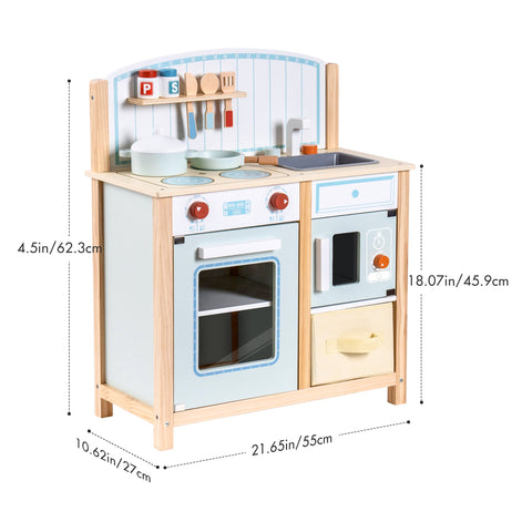 Rootz Wooden Kitchen Playset - Kids Cooking Set - Pretend Play Kitchen - Eco-Friendly - Non-Toxic - Imagination Booster - 76 x 38 x 102 cm
