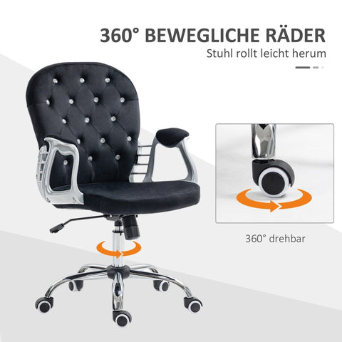 Rootz Modern Office Chair - Velvet Desk Chair - Adjustable Swivel Chair - High-Density Foam - 59.5cm x 60.5cm x 93-103cm