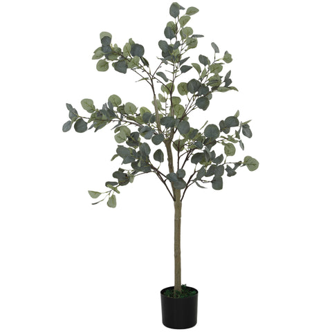 Rootz Artificial Plant - Art Tree - Natural Decor - Maintenance-Free - 150cm Tall with Cement Pot - Green Eucalyptus