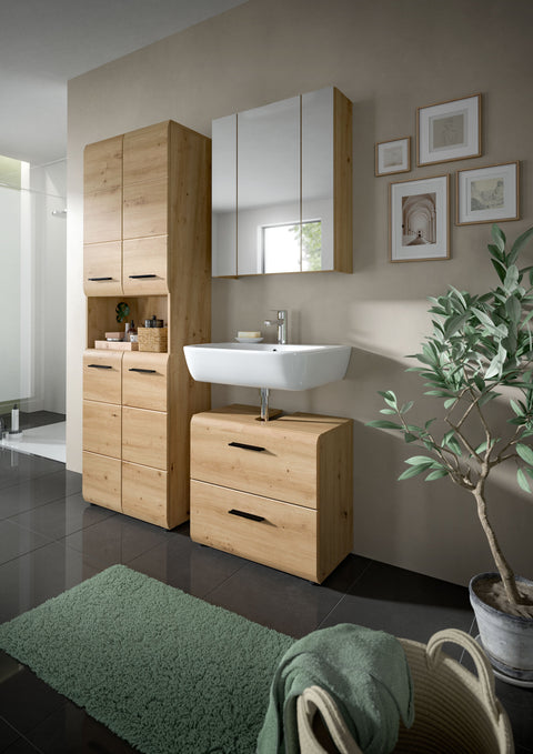 Rootz Vanity Unit - Bathroom Storage - Brown Design - Easy Assembly - 60x54x60 cm