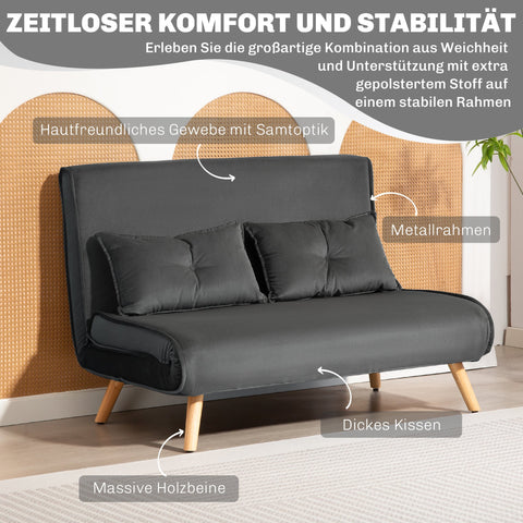 Rootz 2-Seater Sleep Sofa - Bed Sofa - Couch - Adjustable Backrest - Compact Design - 120cm x 75cm x 87cm