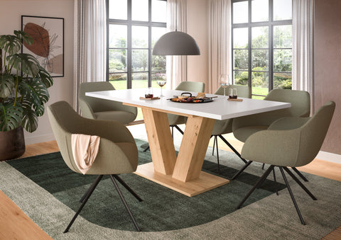Rootz Extendable Dining Table - Brown & White Imitation - Adjustable Dining Table - Chipboard Construction - Durable & Easy Cleaning - 150-190x76x80 cm