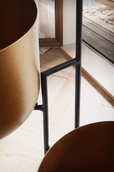 Rootz Bloemenstandaard - Bloemenkolom - Plantendisplay - Handgemaakt metalen ontwerp - Goud en zwart - 45 cm x 80 cm x 45 cm